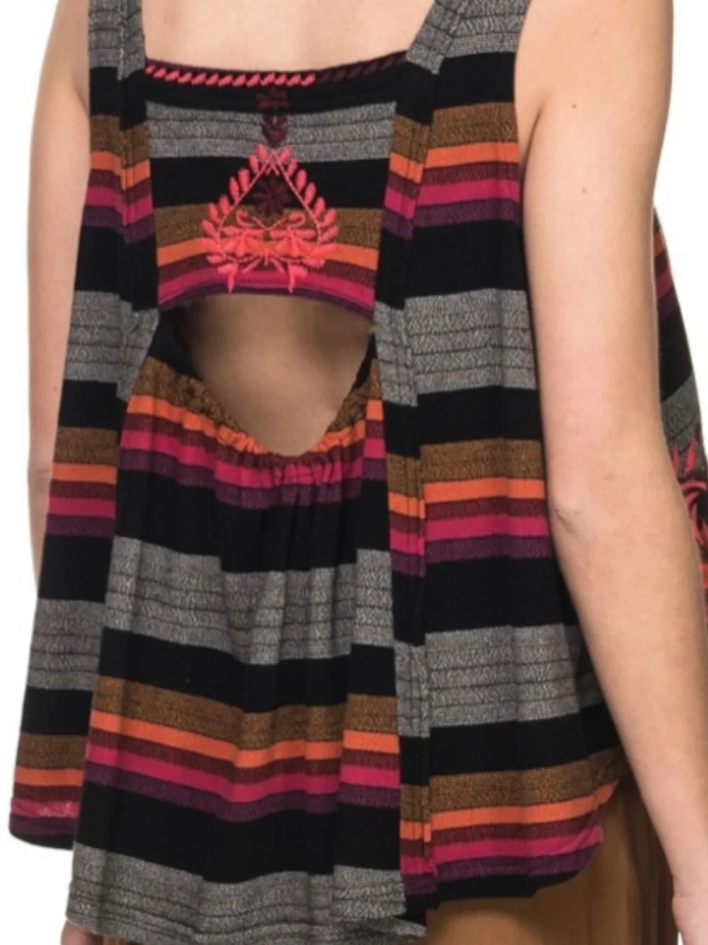 Free People Embroidered Colorful Top